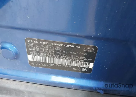 2020 Mitsubishi Eclipse Cross Se 1.5T Awc from USA, damaged, VIN JA4AT5AA4LZ030824